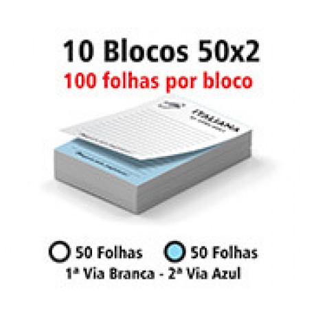 BLOCOS E TALÕES 50 FOLHAS AUTOCOPIATIVO 56G PRETO E BRANCO 50X2 150X210MM Preto e branco frente - 1000 un.