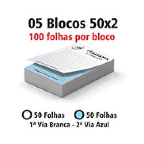 BLOCOS E TALÕES 50 FOLHAS AUTOCOPIATIVO 56G PRETO E BRANCO 50X2 150X210MM Preto e branco frente - 500 un.