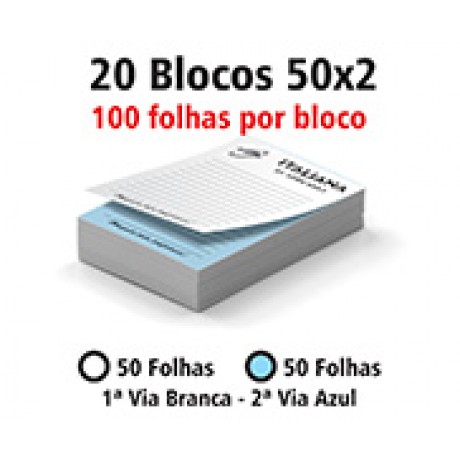 BLOCOS E TALÕES 50 FOLHAS AUTOCOPIATIVO 56G PRETO E BRANCO 50X2 75X105MM Preto e branco frente - 2000 un.