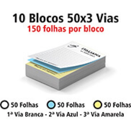 BLOCOS E TALÕES 50 FOLHAS AUTOCOPIATIVO 56G PRETO E BRANCO 50X3 150X105MM