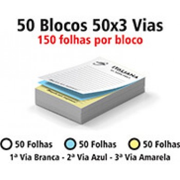 BLOCOS E TALÕES 50 FOLHAS AUTOCOPIATIVO 56G PRETO E BRANCO 50X3 150X105MM Preto e branco frente - 7500 un.