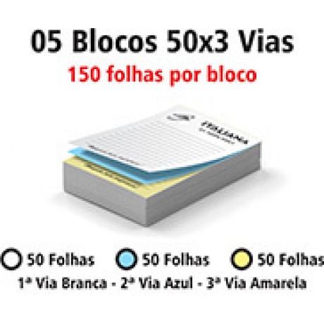 BLOCOS E TALÕES 50 FOLHAS AUTOCOPIATIVO 56G PRETO E BRANCO 50X3 150X105MM Preto e branco frente - 750 un.