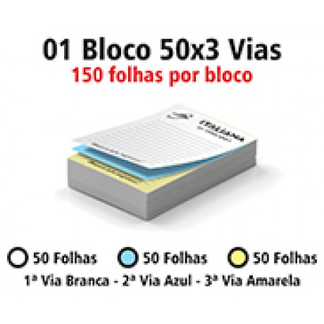 BLOCOS E TALÕES 50 FOLHAS AUTOCOPIATIVO 56G PRETO E BRANCO 50X3 150X105MM Preto e branco frente - 150 un.