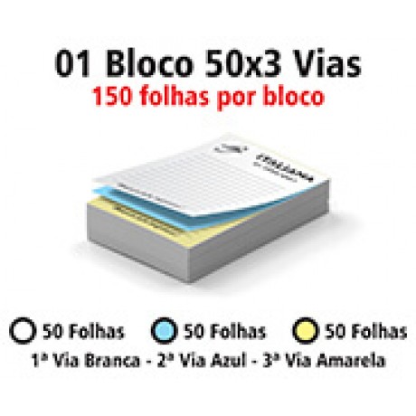 BLOCOS E TALÕES 50 FOLHAS AUTOCOPIATIVO 56G PRETO E BRANCO 50X3 150X210MM Preto e branco frente - 150 un.