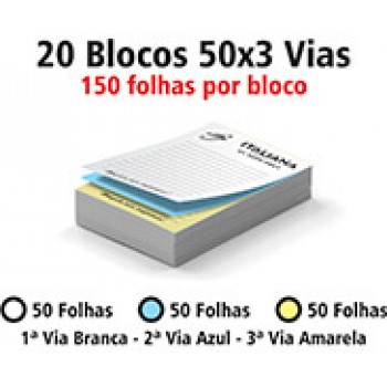 BLOCOS E TALÕES 50 FOLHAS AUTOCOPIATIVO 56G PRETO E BRANCO 50X3 150X210MM Preto e branco frente - 3000 un.