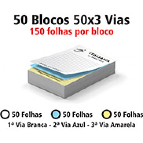 BLOCOS E TALÕES 50 FOLHAS AUTOCOPIATIVO 56G PRETO E BRANCO 50X3 75X105MM Preto e branco frente - 7500 un.