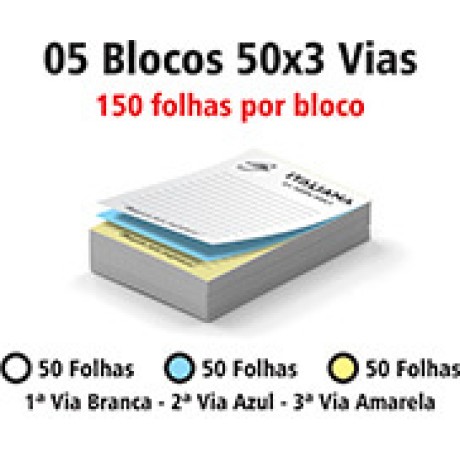 BLOCOS E TALÕES 50 FOLHAS AUTOCOPIATIVO 56G PRETO E BRANCO 50X3 75X105MM Preto e branco frente - 750 un.