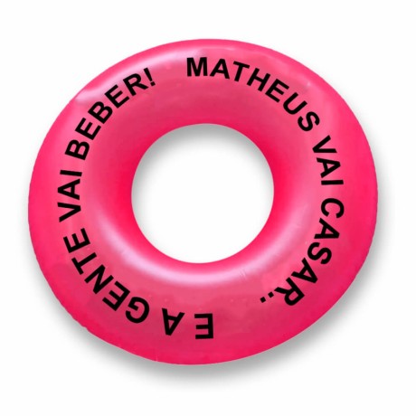 BOIA PERSONALIZADA DECORATIVA BOIA DE PVC REDONDA ROSA Preto e branco frente - 1 un.
