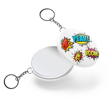BOTTONS E PINS PERSONALIZADOS ESPELHO COM CHAVEIRO MODELO REDONDO 55MM Colorido frente - 25 un.