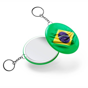 BOTTONS E PINS PERSONALIZADOS ESPELHO COM CHAVEIRO MODELO REDONDO 55MM Colorido frente - 50 un.