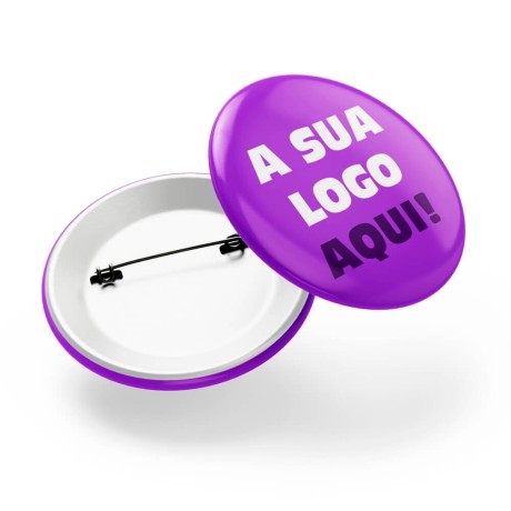 BOTTONS PERSONALIZADOS COM ALFINETE MODELO REDONDO 45MM Colorido frente - 50 un.