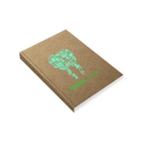 CADERNETA CAPA BROCHURA E COLA MIOLO PERSONALIZADO ABERTURA HORIZONTAL KRAFT 250G 48 FOLHAS Colorido frente - 8 un.