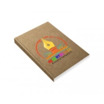 CADERNETA CAPA BROCHURA E COLA MIOLO PERSONALIZADO ABERTURA HORIZONTAL KRAFT 250G 48 FOLHAS Colorido frente - 48 un.