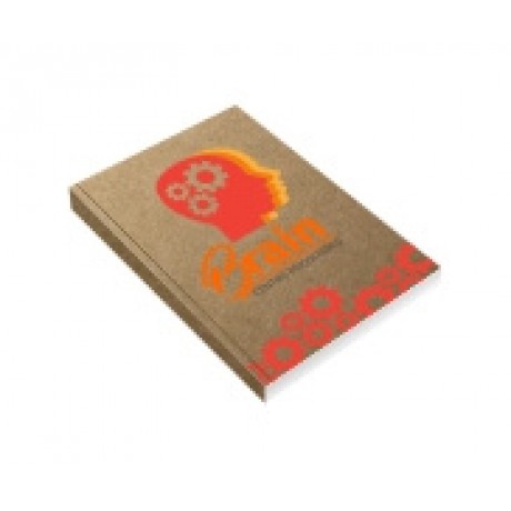 CADERNETA CAPA BROCHURA E COLA MIOLO PERSONALIZADO ABERTURA HORIZONTAL KRAFT 250G 48 FOLHAS Colorido frente - 100 un.