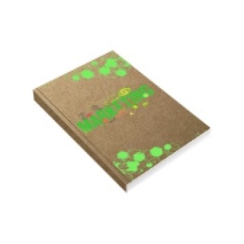 CADERNETA CAPA BROCHURA E COLA MIOLO PERSONALIZADO ABERTURA HORIZONTAL KRAFT 250G 48 FOLHAS Colorido frente - 20 un.
