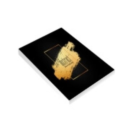 CADERNETA CAPA BROCHURA E COLA MIOLO PERSONALIZADO ABERTURA VERTICAL COUCHÊ 275G LAM FOSCA E HOTSTAMPING Colorido frente - 4 un.