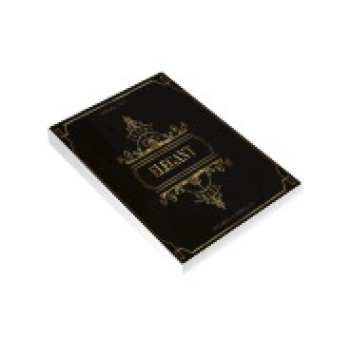 CADERNETA CAPA BROCHURA E COLA MIOLO PERSONALIZADO ABERTURA VERTICAL COUCHÊ 275G LAM FOSCA E HOTSTAMPING Colorido frente - 10 un.
