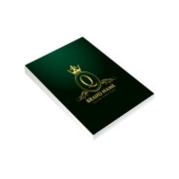 CADERNETA CAPA BROCHURA E COLA MIOLO PERSONALIZADO ABERTURA VERTICAL COUCHÊ 275G LAM FOSCA E HOTSTAMPING Colorido frente - 10 un.