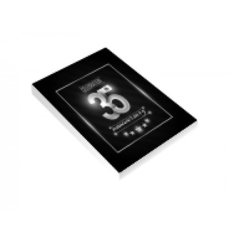 CADERNETA CAPA BROCHURA E COLA MIOLO PERSONALIZADO ABERTURA VERTICAL COUCHÊ 275G LAM FOSCA E HOTSTAMPING Colorido frente - 100 un.