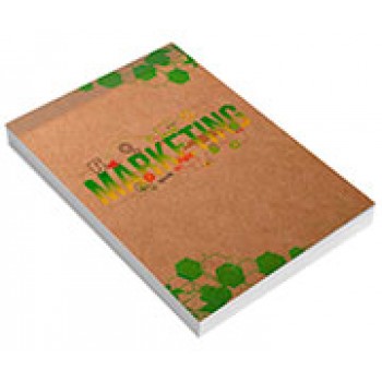 CADERNETA CAPA BROCHURA E COLA MIOLO PERSONALIZADO ABERTURA VERTICAL KRAFT 250G 48 FOLHAS Colorido frente - 100 un.