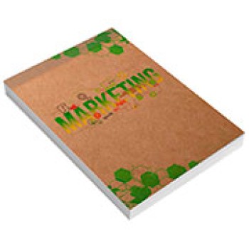 CADERNETA CAPA BROCHURA E COLA MIOLO PERSONALIZADO ABERTURA VERTICAL KRAFT 250G 48 FOLHAS Colorido frente - 100 un.