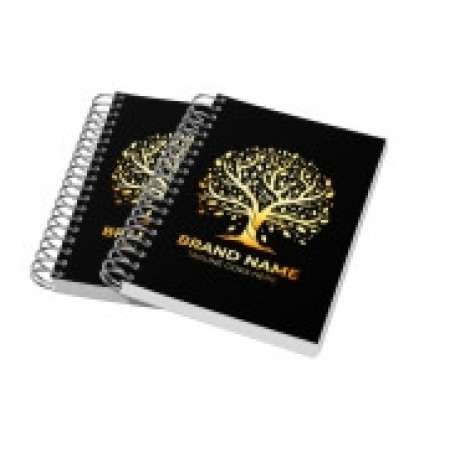CADERNETA CAPA DURA WIRE O MIOLO PERSONALIZADO ABERTURA HORIZONTAL COUCHÊ 150G LAM FOSCA E HOTSTAMPING Colorido frente - 100 un.