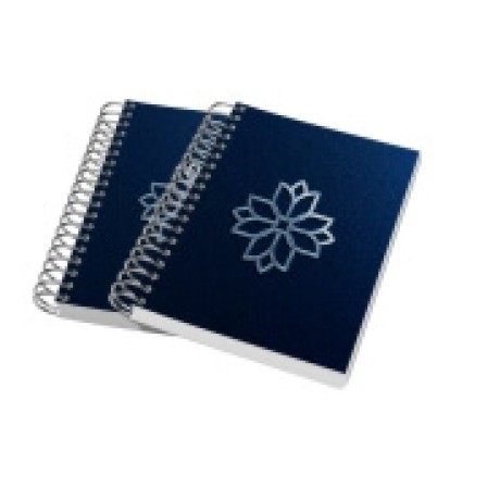 CADERNETA CAPA MALEÁVEL WIRE O MIOLO PERSONALIZADO ABERTURA HORIZONTAL COUCHÊ 275G LAM FOSCA E HOTSTAMPING Colorido frente - 4 un.