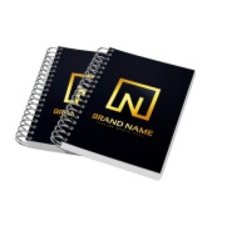 CADERNETA CAPA MALEÁVEL WIRE O MIOLO PERSONALIZADO ABERTURA HORIZONTAL COUCHÊ 275G LAM FOSCA E HOTSTAMPING Colorido frente - 10 un.