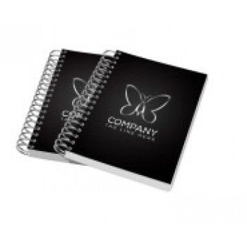 CADERNETA CAPA MALEÁVEL WIRE O MIOLO PERSONALIZADO ABERTURA HORIZONTAL COUCHÊ 275G LAM FOSCA E HOTSTAMPING Colorido frente - 100 un.