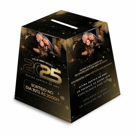 CAIXAS E EMBALAGENS CAIXAS PERSONALIZADAS URNA PERSONALIZADA COUCHÊ 300G Colorido frente - 25 un.