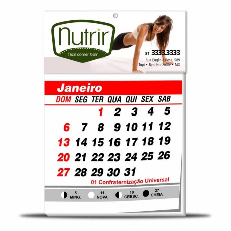 CALENDÁRIOS E FOLHINHAS 2023 CABEÇALHO COM MIOLO RECICLATO 250G SEM VERNIZ 147X90MM Colorido frente - 500 un.