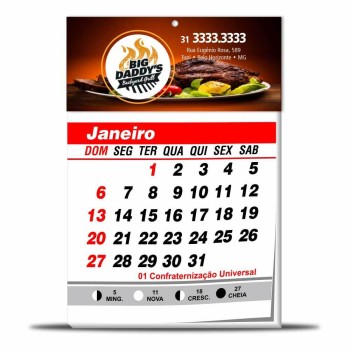 CALENDÁRIOS 2024 CABEÇALHO COM MIOLO SUPREMO 250G SEM VERNIZ 196X90MM Colorido frente - 100 un.