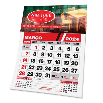 CALENDÁRIOS 2024 CABEÇALHO COM MIOLO SUPREMO 250G SEM VERNIZ 196X90MM