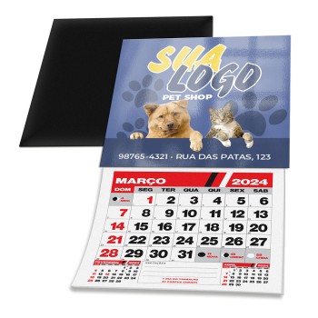 CALENDARIOS 2026 IMAS DE GELADEIRA CORTE RETO COUCHE 275G SEM VERNIZ 50X45MM Colorido frente - 45 un.