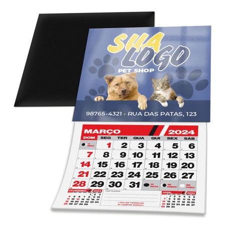CALENDARIOS 2026 IMAS DE GELADEIRA CORTE RETO COUCHE 275G SEM VERNIZ 50X45MM Colorido frente - 45 un.