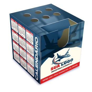 CALENDÁRIOS E FOLHINHAS 2023 CALENDÁRIO DE MESA PORTA CARTÕES CUBO SUPREMO 250G SEM VERNIZ Colorido frente - 100 un.