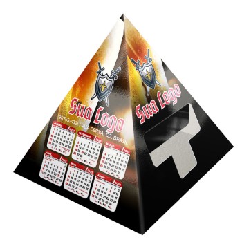 CALENDÁRIOS E FOLHINHAS 2023 CALENDÁRIO DE MESA PORTA CARTÕES PIRÂMIDE SUPREMO 250G SEM VERNIZ Colorido frente - 100 un.