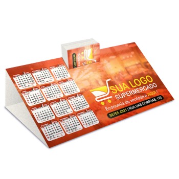 CALENDÁRIOS E FOLHINHAS 2023 CALENDÁRIO DE MESA PORTA CARTÕES SIMPLES SUPREMO 250G SEM VERNIZ Colorido frente - 250 un.