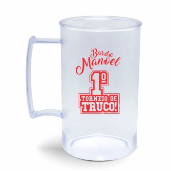 CANECA, COPOS E TAÇAS CANECAS CANECAS PLÁSTICAS CHOPP 300ML IMPRESSÃO 1 COR TRANSPARENTE Preto e branco frente - 300 un.