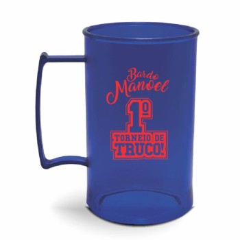 CANECA, COPOS E TAÇAS CANECAS CANECAS PLÁSTICAS CHOPP 300ML IMPRESSÃO 1 COR TRANSPARENTE Preto e branco frente - 300 un.