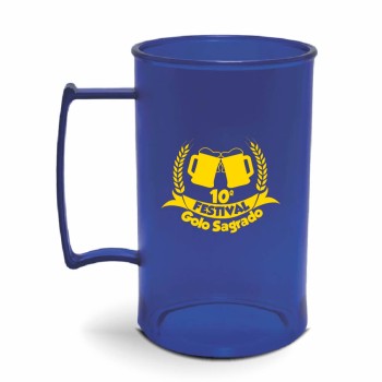 CANECA, COPOS E TAÇAS CANECAS CANECAS PLÁSTICAS CHOPP 300ML IMPRESSÃO 1 COR TRANSPARENTE Preto e branco frente - 100 un.