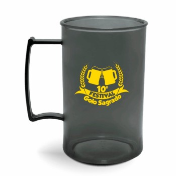 CANECA, COPOS E TAÇAS CANECAS CANECAS PLÁSTICAS CHOPP 300ML IMPRESSÃO 1 COR TRANSPARENTE Preto e branco frente - 100 un.