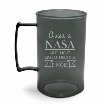 CANECA, COPOS E TAÇAS CANECAS CANECAS PLÁSTICAS CHOPP 300ML IMPRESSÃO 1 COR TRANSPARENTE 3000 un. - Preto e branco frente
