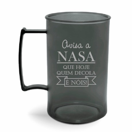 CANECA, COPOS E TAÇAS CANECAS CANECAS PLÁSTICAS CHOPP 300ML IMPRESSÃO 1 COR TRANSPARENTE 3000 un. - Preto e branco frente