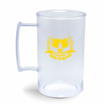 CANECA, COPOS E TAÇAS CANECAS CANECAS PLÁSTICAS CHOPP 450ML IMPRESSÃO 1 COR TRANSPARENTE Preto e branco frente - 100 un.