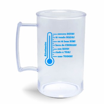CANECA, COPOS E TAÇAS CANECAS CANECAS PLÁSTICAS CHOPP 450ML IMPRESSÃO 1 COR TRANSPARENTE 500 un. - Preto e branco frente