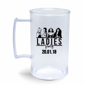 CANECA, COPOS E TAÇAS CANECAS CANECAS PLÁSTICAS CHOPP 450ML IMPRESSÃO 1 COR TRANSPARENTE Preto e branco frente - 50 un.