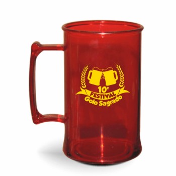 CANECA, COPOS E TAÇAS CANECAS CANECAS PLÁSTICAS CHOPP 450ML IMPRESSÃO 1 COR TRANSPARENTE 100 un. - Preto e branco frente
