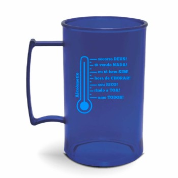 CANECA, COPOS E TAÇAS CANECAS CANECAS PLÁSTICAS CHOPP 450ML IMPRESSÃO 1 COR TRANSPARENTE Preto e branco frente - 500 un.