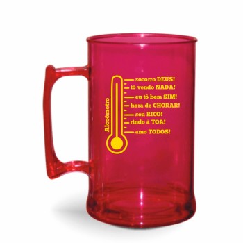CANECA, COPOS E TAÇAS CANECAS CANECAS PLÁSTICAS CHOPP 450ML IMPRESSÃO 1 COR TRANSPARENTE 300 un. - Preto e branco frente